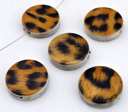 Code: D11363    --- Synthetique, circulaire plate imprime animal  18x5mm ---