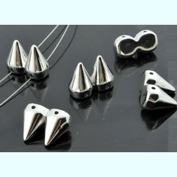 Séparateur en matière synthétique (studs), metal look. +- 15x20mm. Avec 2 trous de +- 1,5mm. Couleur Nickel. Code: D12290 --- Studs 2 trous 15x20mm. Nickel---