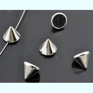 Perle cônique en matière synthétique (studs), metal look. +- 10x12mm. Avec 1 trou de +- 1mm. Couleur Nickel. Code: D12292 --- Studs 10x12mm. 1Trou. Nickel---