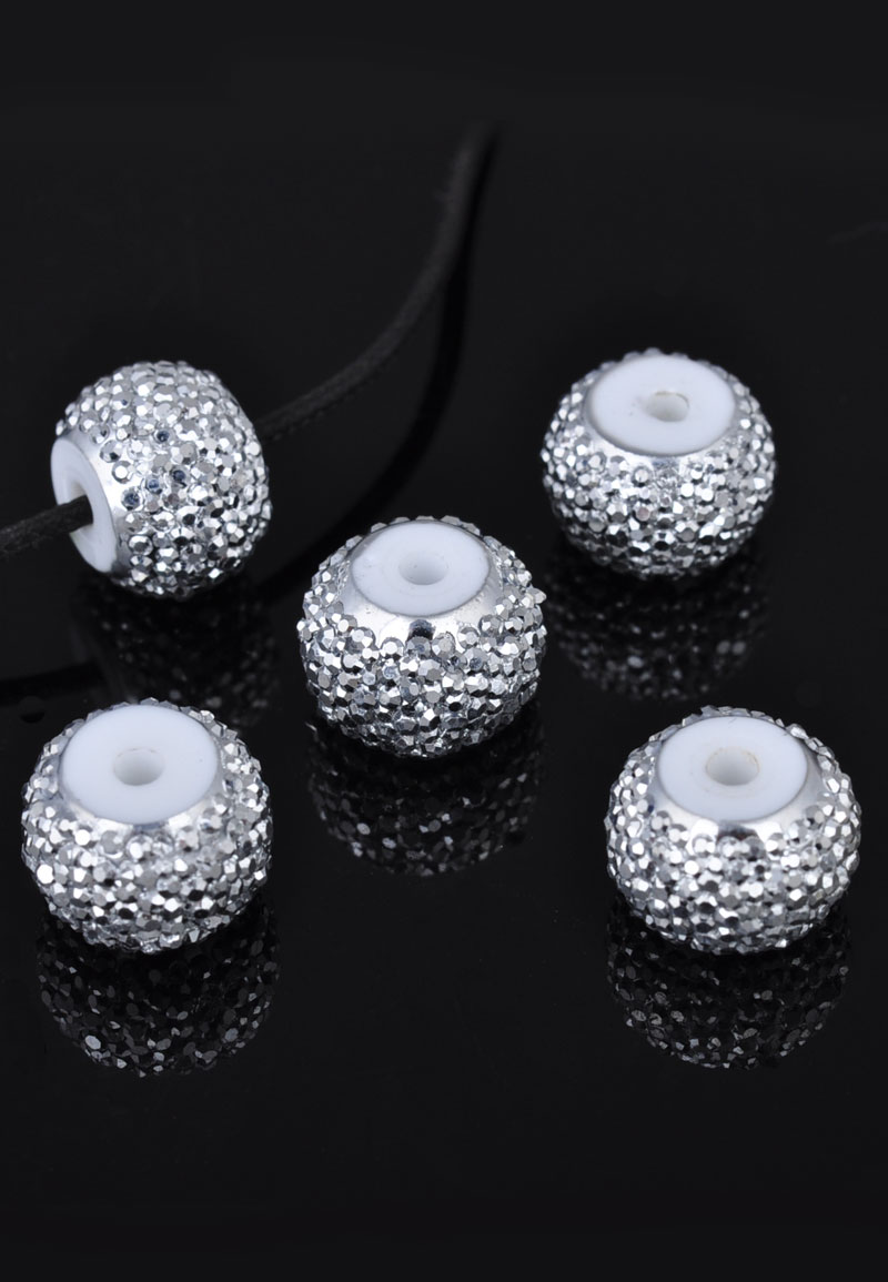 Code: D17510    --- Synth. Rondelle Eclat 12x9mm Argent-Gris---