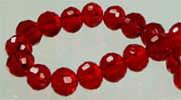 Code: D03425    --- Verre circulaire Facettes 8mm. Rouge---