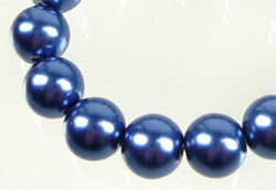 Code: D07296    --- Perle ronde verre 14mm. Bleu Fonce---