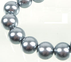 Code: D07299    --- Perle ronde verre 14mm. Argent Gris---