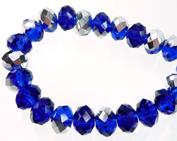 Code: D07689    --- Rondelle Facettes Coating 8x6mm. Bleu Fonce---