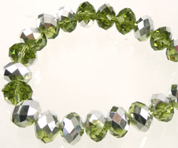 Code: D07709    --- Rondelle Facettes Coating 10x7mm. Vert Olive---