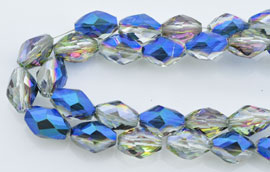 Code: D08976    --- Perle cristal facettes eclats 9x6 Vitrail medium---