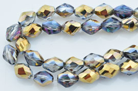 Code: D08979    --- Perle cristal facettes eclats 9x6 Vitrail medium---