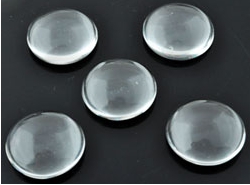 Briques de collage/cabochon de verre, circulaires ± 28mm, ± 7mm gros. Couleur: transparent Code: D16343 --- Cabochon verre transp. 28mm.---