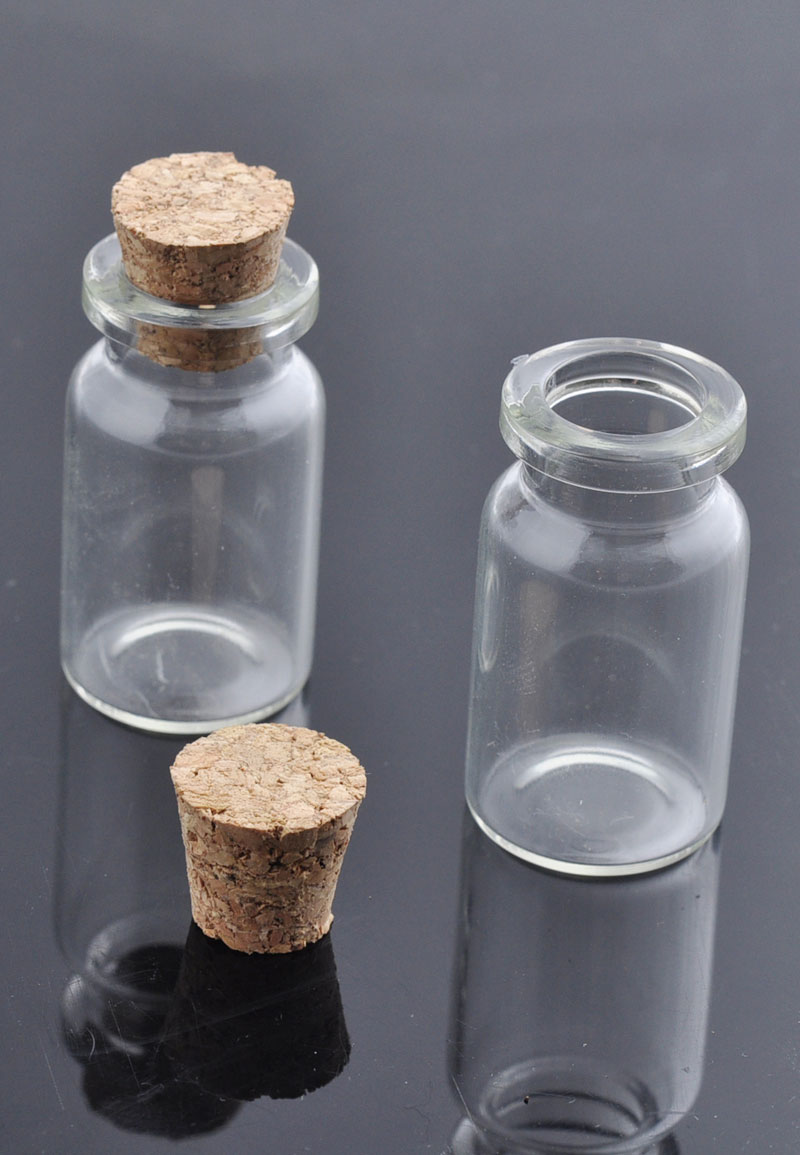 Bouteille en verre avec bouchon ± 45x22mm (ouverture possible) Code: D17790 --- Bouteille Verre avec bouchon 45x22mm ---