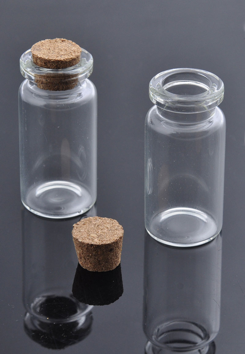 Bouteille en verre avec bouchon ± 49x22mm (ouverture possible) Code: D17791 --- Bouteille Verre avec bouchon 49x22mm ---